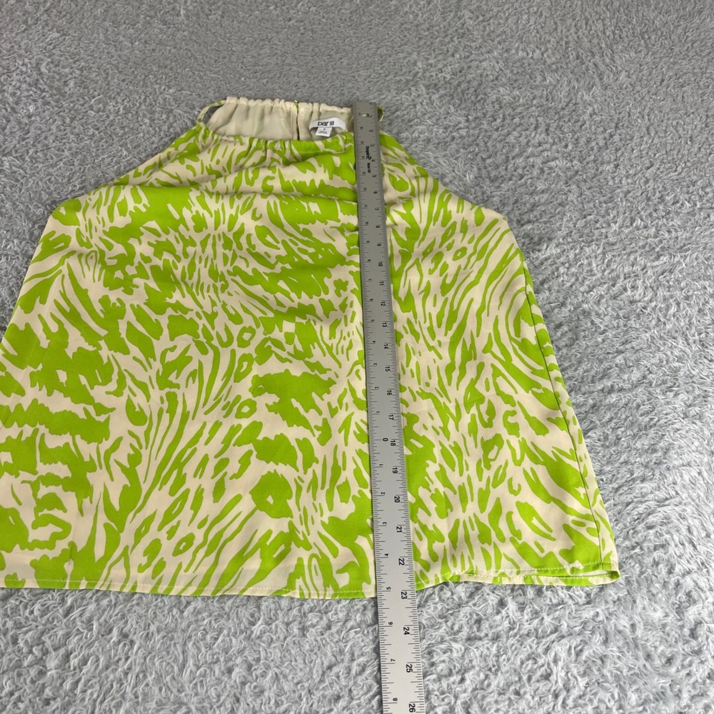 Bar III Lime Green Cream Animal Print Halter Neck Sleeveless Blouse Small - Picture 5 of 8